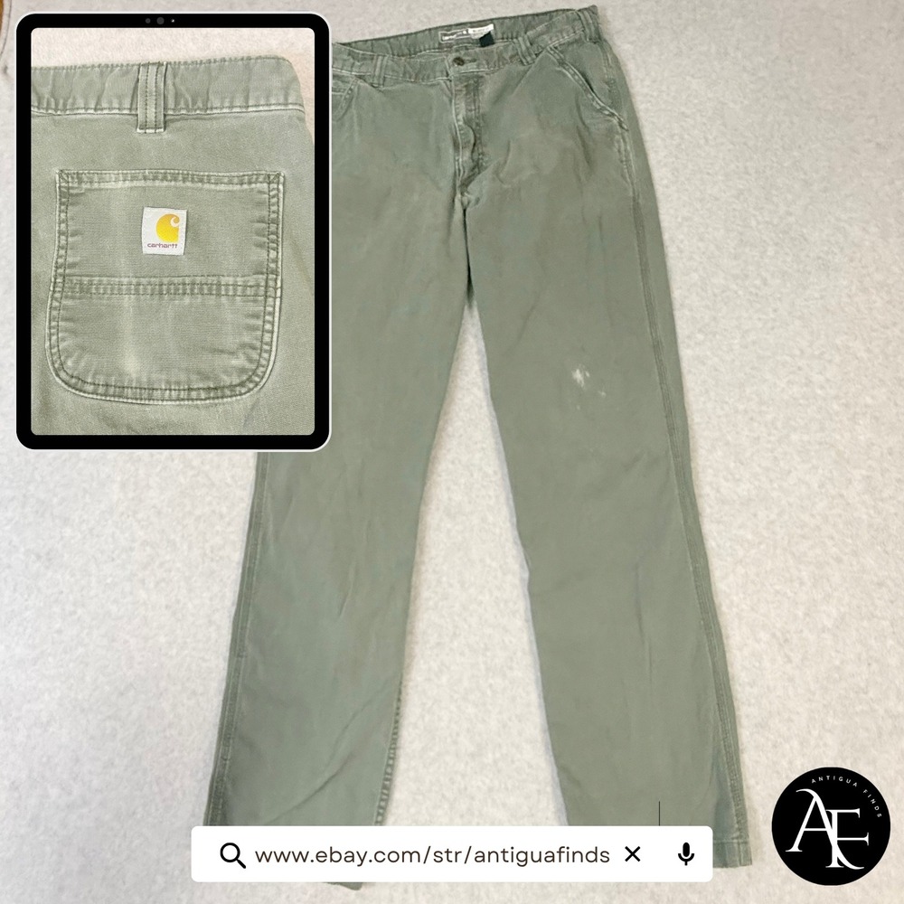 Carhartt Rugged Flex Relaxed Fit Canvas Work Pant Green BN2291-M 36x36 Mens